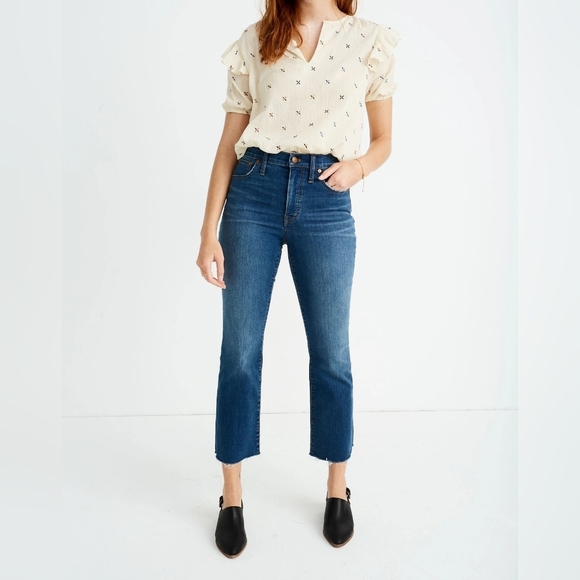 Madewell Cali Demi-Boot Jeans in Preston Wash: Raw-Hem Edition NWOT - Picture 1 of 14